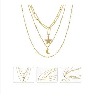 Off Park NWOT Gold Tone Paperclip Celestial Multi-Strand Necklace